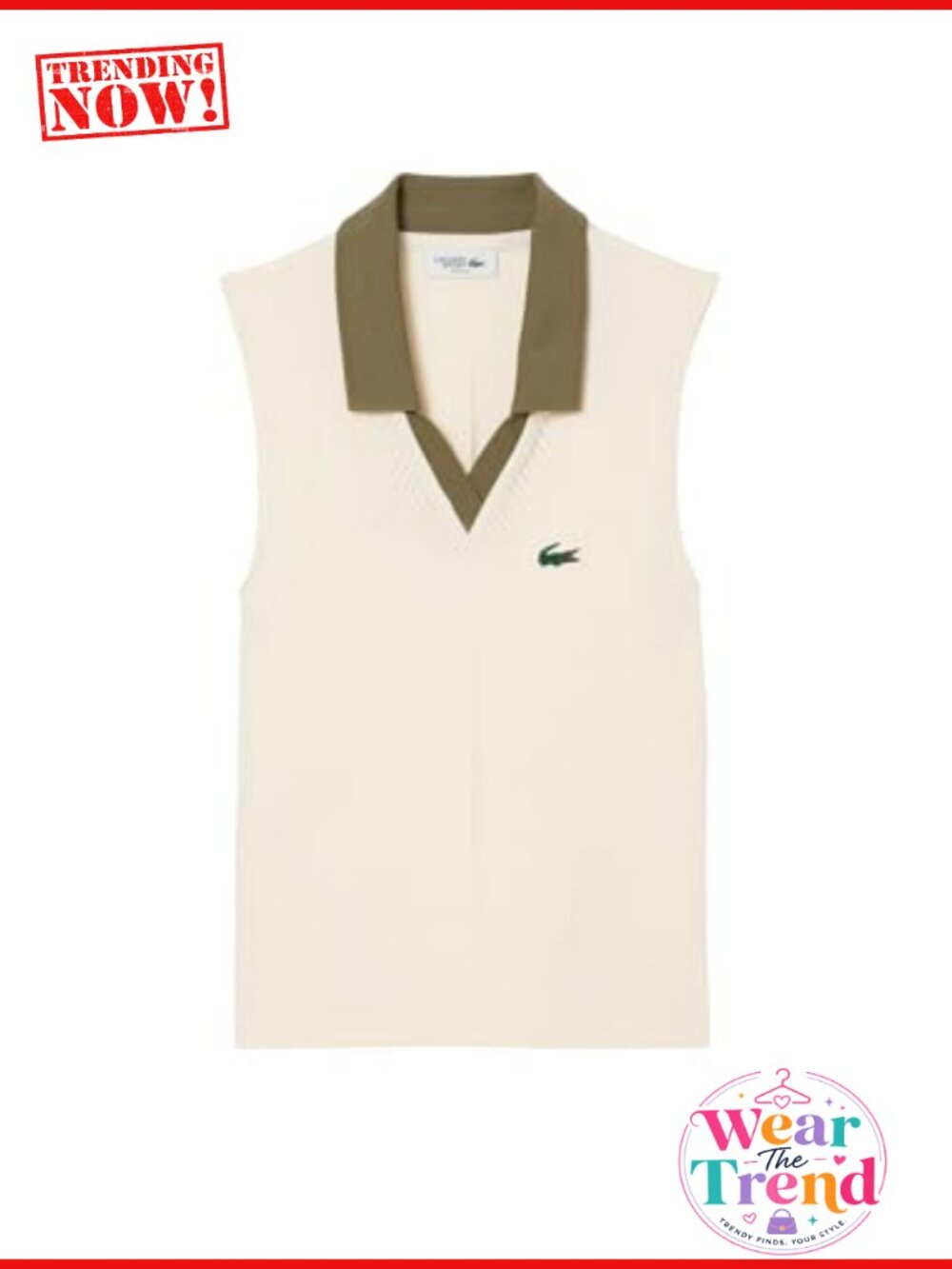 Lacoste Sleeveless Stretch Knit Tennis Polo Shirt Seamless Performance Active
